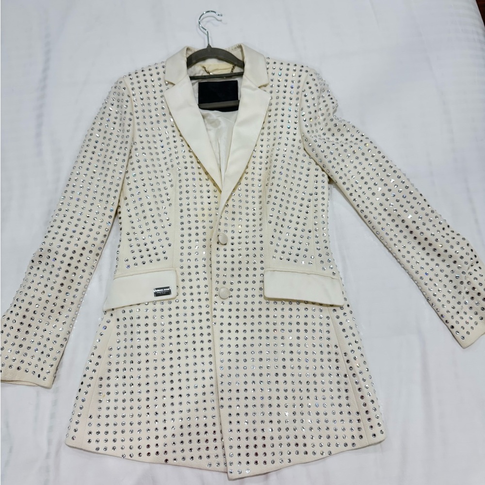 Philipp Plein White Blazer with Structured Shoulders